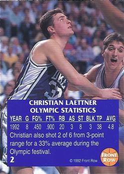 1992 Front Row Christian Laettner #2 Christian Laettner Back