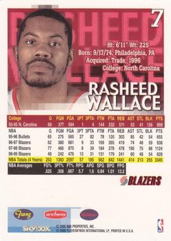 1999-00 Franz Portland Trail Blazers #7 Rasheed Wallace Back