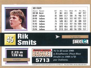 1993-94 Pro Cards French Sports Action Basket #5713 Rik Smits Back