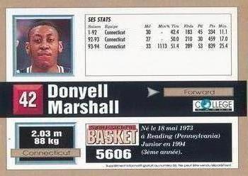 1993-94 Pro Cards French Sports Action Basket #5606 Donyell Marshall Back