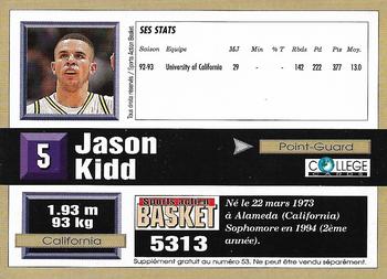1993-94 Pro Cards French Sports Action Basket #5313 Jason Kidd Back