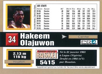 1993-94 Pro Cards French Sports Action Basket #5415 Hakeem Olajuwon Back