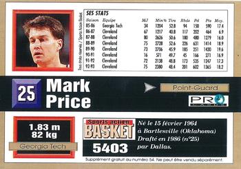 1993-94 Pro Cards French Sports Action Basket #5403 Mark Price Back