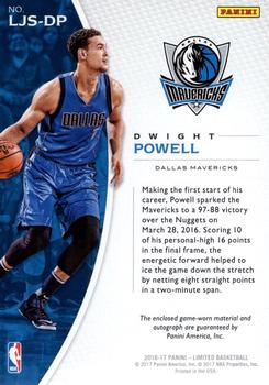 2016-17 Panini Limited - Limited Jersey Signatures #LJS-DP Dwight Powell Back