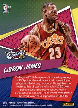 2016-17 Panini Revolution - By the Numbers #5 LeBron James Back