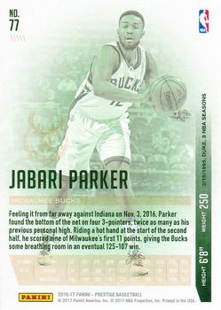 2016-17 Panini Prestige #77 Jabari Parker Back