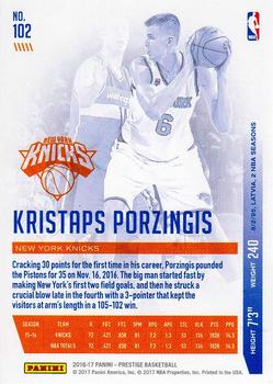 2016-17 Panini Prestige #102 Kristaps Porzingis Back