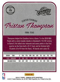 2016-17 Donruss Optic #19 Tristan Thompson Back
