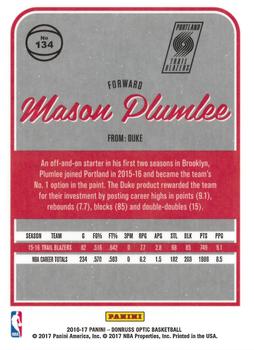2016-17 Donruss Optic #134 Mason Plumlee Back