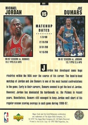 1997-98 Upper Deck Michael Jordan's Marquee Matchups #MM1 Michael Jordan / Joe Dumars Back