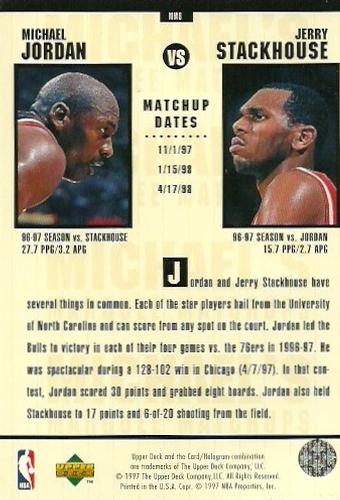 1997-98 Upper Deck Michael Jordan's Marquee Matchups #MM8 Michael Jordan / Jerry Stackhouse Back