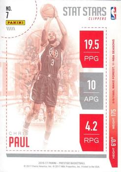 2016-17 Panini Prestige - Stat Stars #7 Chris Paul Back