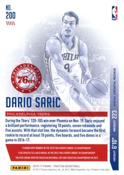 2016-17 Panini Prestige - Horizon #200 Dario Saric Back
