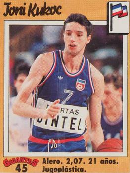 1989 Hobby Press Spain 100 Gigantes del Basket Mundial Stickers #45 Toni Kukoc Front