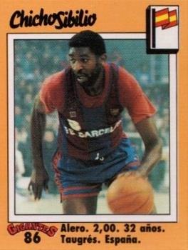 1989 Hobby Press Spain 100 Gigantes del Basket Mundial Stickers #86 Chico Sibilio Front