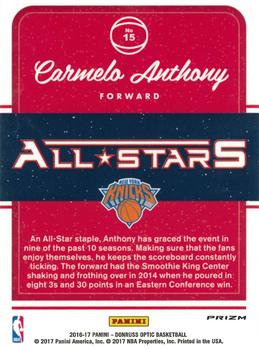 2016-17 Donruss Optic - All-Stars Holo #15 Carmelo Anthony Back