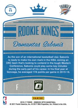 2016-17 Donruss Optic - Rookie Kings #11 Domantas Sabonis Back