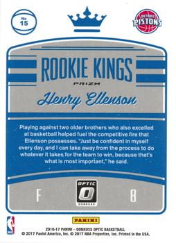 2016-17 Donruss Optic - Rookie Kings Holo #15 Henry Ellenson Back