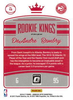 2016-17 Donruss Optic - Rookie Kings Holo #18 DeAndre' Bembry Back