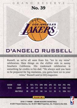 2016-17 Panini Grand Reserve #39 D'Angelo Russell Back