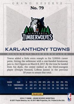2016-17 Panini Grand Reserve #79 Karl-Anthony Towns Back