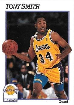 1991-92 Hoops Los Angeles Lakers Team Night Sheet SGA #NNO Tony Smith Front