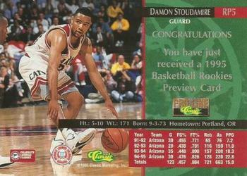 1995 Classic Rookies - Pro Line Previews #RP5 Damon Stoudamire Back