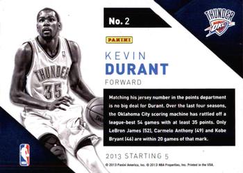 2013-14 Panini Starting Five #2 Kevin Durant Back