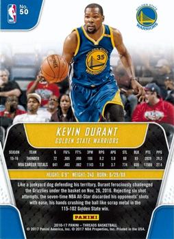 2016-17 Panini Threads #50 Kevin Durant Back