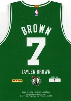 2016-17 Panini Threads - Team Threads Rookie Die Cuts #2 Jaylen Brown Back