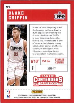 2017 Panini Contenders Draft Picks #4 Blake Griffin Back