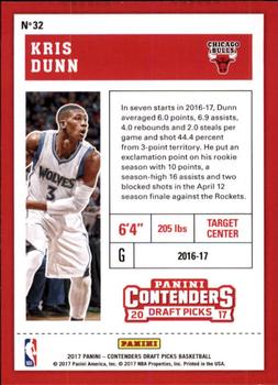 2017 Panini Contenders Draft Picks #32 Kris Dunn Back