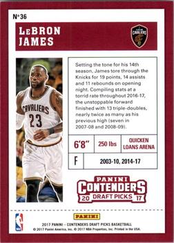 2017 Panini Contenders Draft Picks #36 LeBron James Back