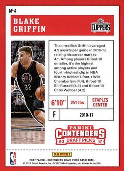 2017 Panini Contenders Draft Picks #4 Blake Griffin Back
