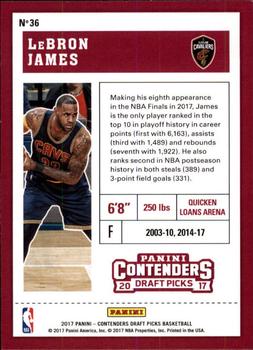 2017 Panini Contenders Draft Picks #36 LeBron James Back