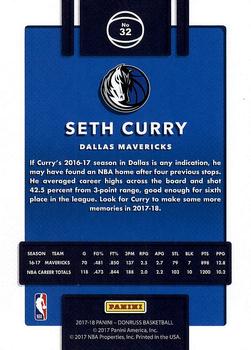 2017-18 Donruss #32 Seth Curry Back