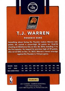 2017-18 Donruss #120 T.J. Warren Back