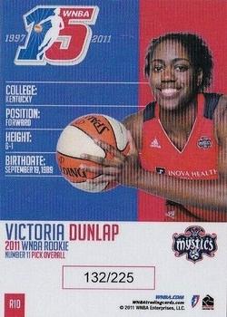 2011 Rittenhouse WNBA - Rookies #R10 Victoria Dunlap Back