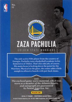2016-17 Panini Preferred #52 Zaza Pachulia Back