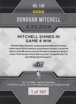 2017-18 Panini Instant NBA #149 Donovan Mitchell Back