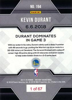 2017-18 Panini Instant NBA #194 Kevin Durant Back