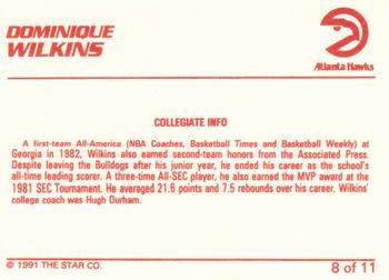 1990-91 Star Dominique Wilkins - Glossy #8 Dominique Wilkins / Collegiate Info Back