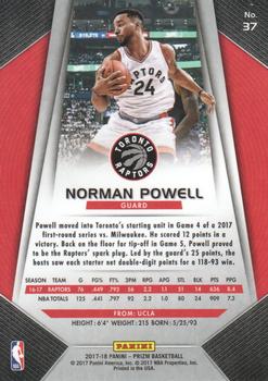 2017-18 Panini Prizm #37 Norman Powell Back
