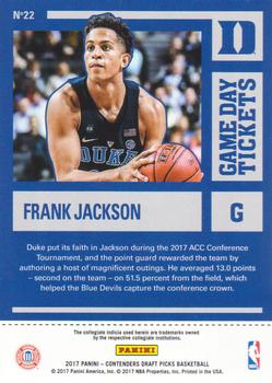 2017 Panini Contenders Draft Picks - Game Day Tickets #22 Frank Jackson Back