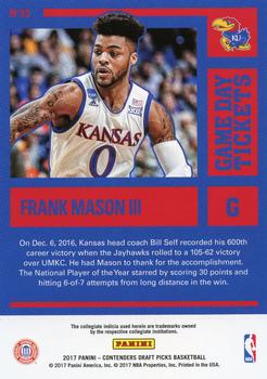 2017 Panini Contenders Draft Picks - Game Day Tickets #35 Frank Mason III Back