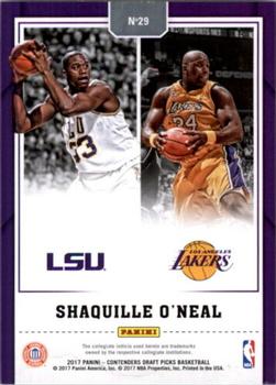 2017 Panini Contenders Draft Picks - Legacy #29 Shaquille O'Neal Back