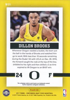 2017 Panini Contenders Draft Picks - School Colors #31 Dillon Brooks Back