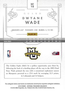 2016 Panini National Treasures Collegiate - Platinum #15 Dwyane Wade Back
