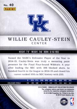 2016-17 Panini Immaculate Collection Collegiate - Platinum #40 Willie Cauley-Stein Back