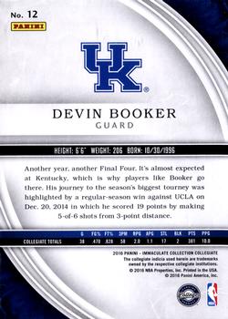 2016-17 Panini Immaculate Collection Collegiate - Gold #12 Devin Booker Back